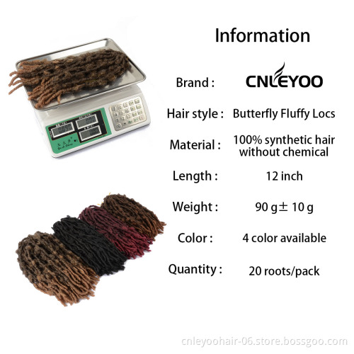 Factory Direct Sale 12 Inch Fluffy 15 Roots Butterfly Crochet Locs Pre-Looped Braids For Women